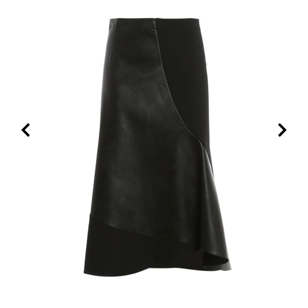 Stella McCartney Skin Free Skin Black Vegan Leather Asymmetrical Midi Skirt 38